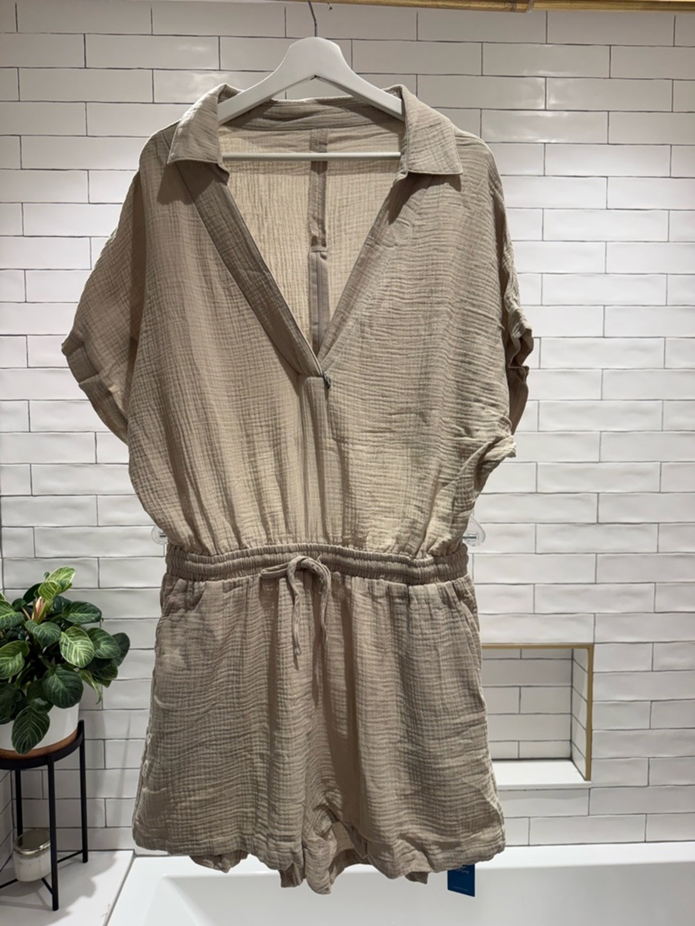 Cupshe Natural Beige Textured Romper